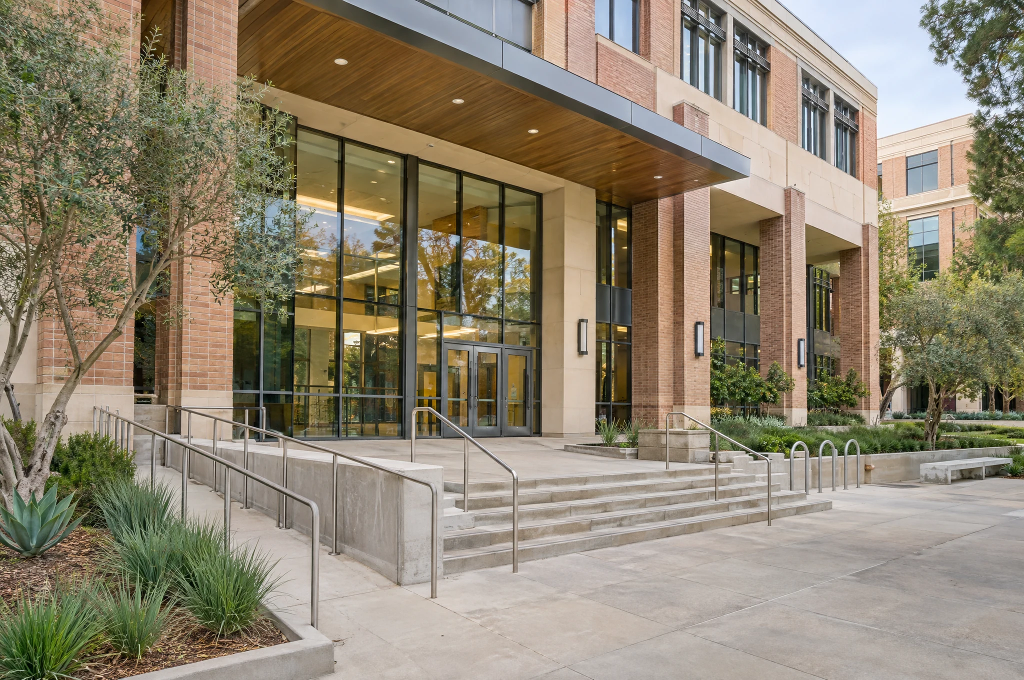 Building entrance and exterior approach