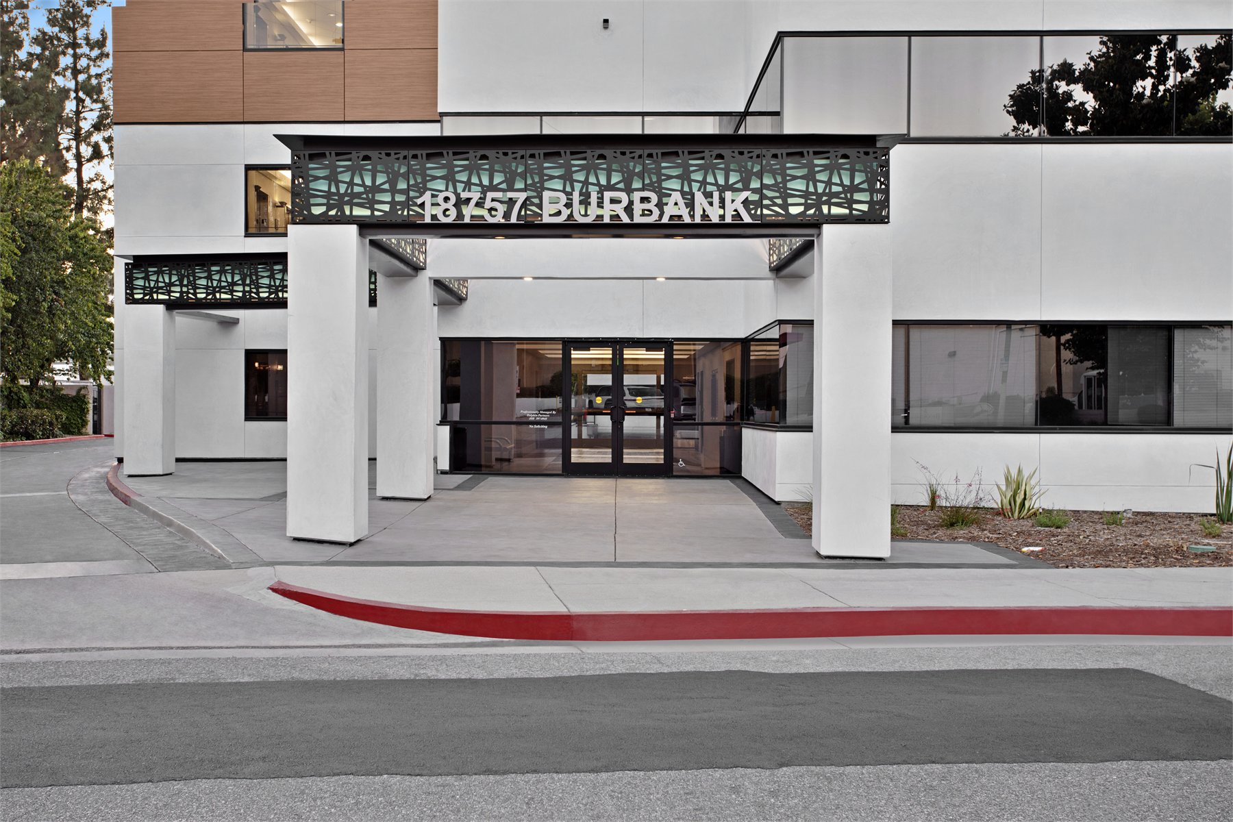 Commercial frontage photographed for leasing and sales materials
