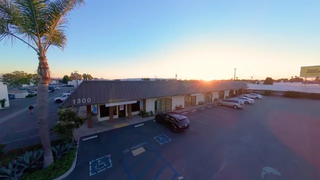 Commercial property at sunset