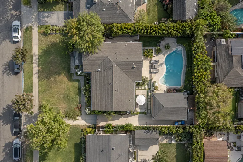 Daytime residential drone photo: full lot overview