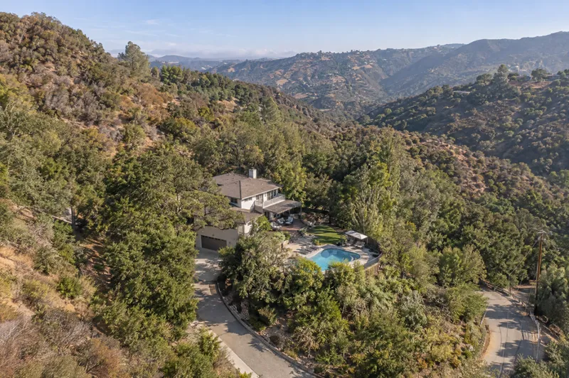 Daytime residential drone photo: canyon setting