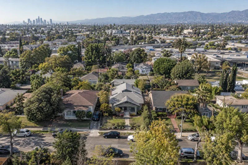 Daytime residential drone photo: neighborhood context