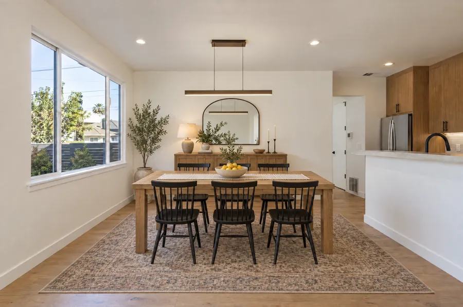 Dining Room virtually staged in a modern farmhouse style