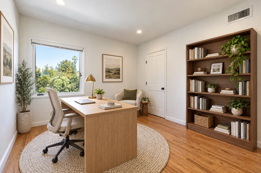 Home Office virtually staged in a work-from-home ready style