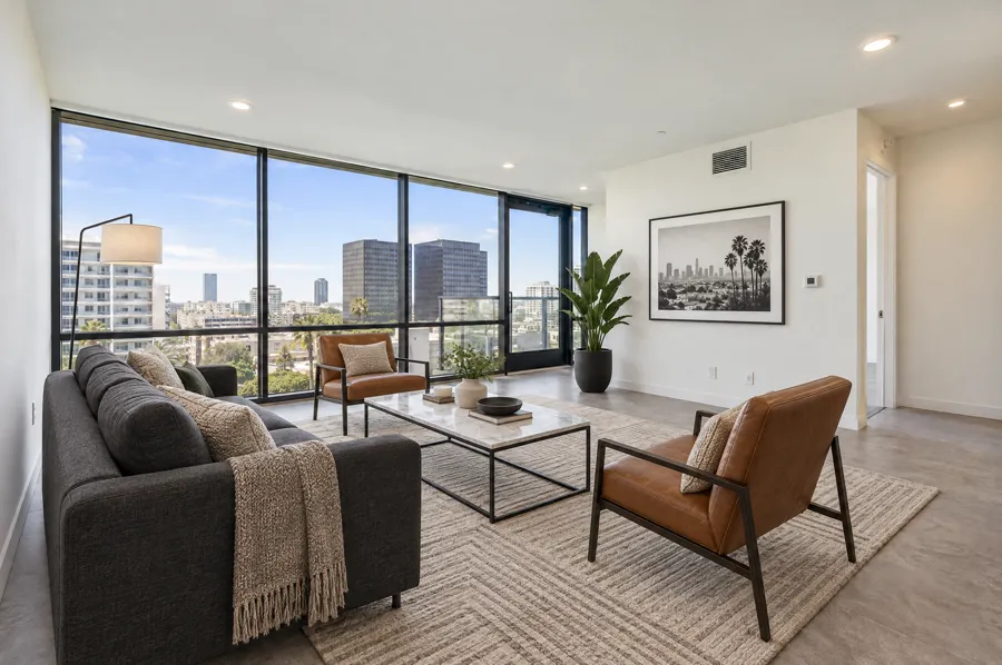 Condo Living Room virtually staged in a urban contemporary style